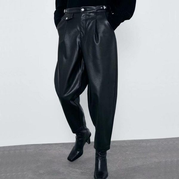 fashion elegant high waist pu womens pant faux leather black loose fake cool pockets trousers streetwear, Black;white
fashion elegant high waist pu womens pant faux leather black loose fake cool pockets trousers streetwear, Black;white