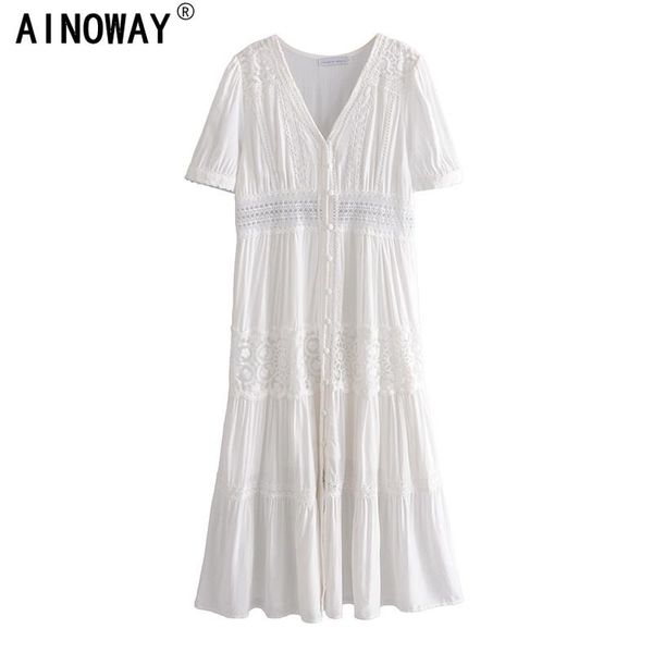 deep v-neck white embroidery lace vintage women short sleeve beach bohemian dresses ladies single breasted boho midi dress casual, Black;gray
deep v-neck white embroidery lace vintage women short sleeve beach bohemian dresses ladies single breasted boho midi dress casual, Black;gray