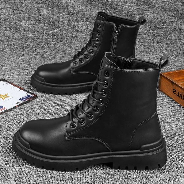 side zipper martin boots men's trendy high autumn and winter locomotive british style heightening tooling shoes are, Black
side zipper martin boots men's trendy high autumn and winter locomotive british style heightening tooling shoes are, Black