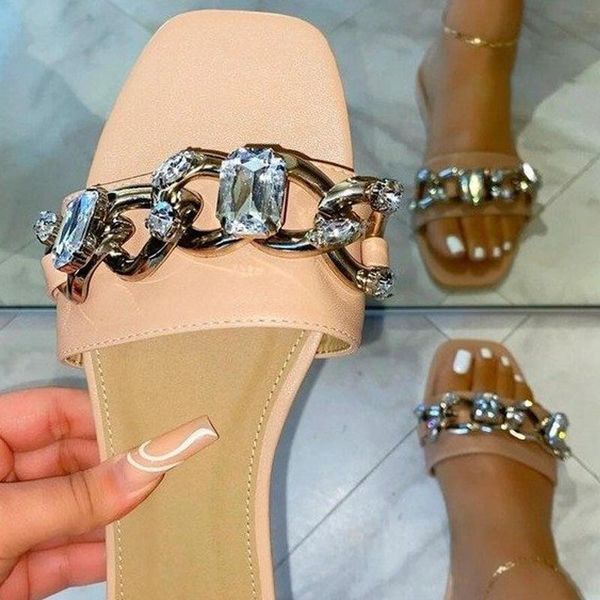 slippers women's summer fashion sandals ladies metal chain shoes plus size pu women flat ligth female footwear 2021, Black
slippers women's summer fashion sandals ladies metal chain shoes plus size pu women flat ligth female footwear 2021, Black