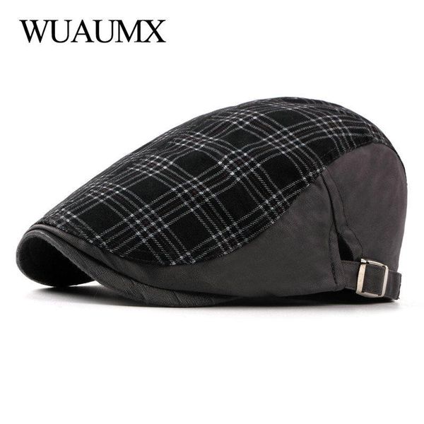 berets simple 2022 englad style hat men women washen cotton sboy cap sun visors plaid beret caps herringbone flat boina, Blue;gray 
berets simple 2022 englad style hat men women washen cotton sboy cap sun visors plaid beret caps herringbone flat boina, Blue;gray