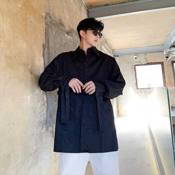 men's casual shirts ribbon long sleeve waist rope pull white black shirt harajuku for both men and women
men's casual shirts ribbon long sleeve waist rope pull white black shirt harajuku for both men and women