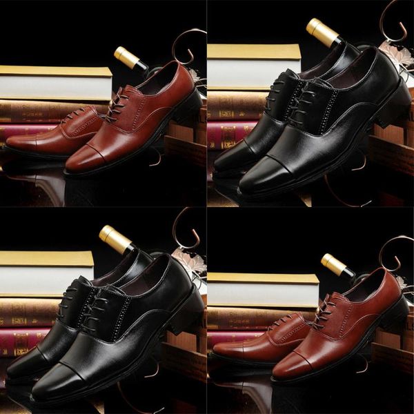 dress shoes classic business men's men leather casual comfortable wedding shoe male suit shoes#, Black