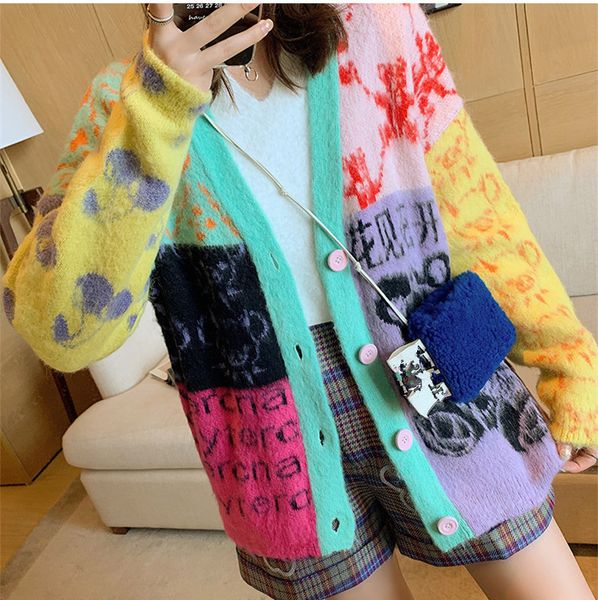 loose niche design geometric charts matching color mohair jacquard nightgown cardigan women's coat autumn, Tan;black
loose niche design geometric charts matching color mohair jacquard nightgown cardigan women's coat autumn, Tan;black