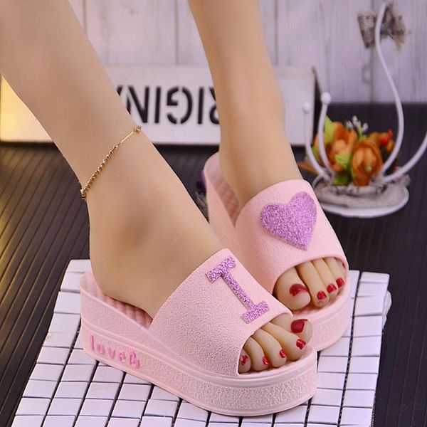 slippers summer fashionable women platform heart-shaped muffin heel ladies slides thick sole high, Black
slippers summer fashionable women platform heart-shaped muffin heel ladies slides thick sole high, Black