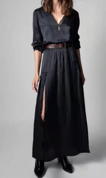 casual dresses women v-neck with buttons long sleeve ruffles split hem maxi dress high waist lady 100% viscose robe, Black;gray
casual dresses women v-neck with buttons long sleeve ruffles split hem maxi dress high waist lady 100% viscose robe, Black;gray