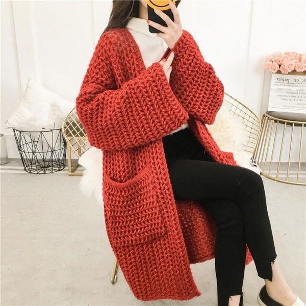 women's sweaters 2021 women solid thick knitted cardigan sweater pocket coarse line long flare sleeved loose coats, White;black
women's sweaters 2021 women solid thick knitted cardigan sweater pocket coarse line long flare sleeved loose coats, White;black