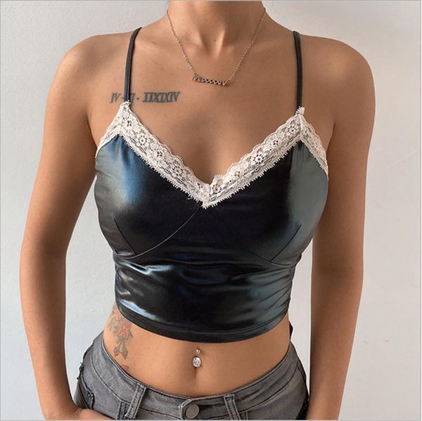 women's tanks & camis pu leather camisole women summer sleeveless strappy solid color v-neck lace patchwork crop clubwear for, White
women's tanks & camis pu leather camisole women summer sleeveless strappy solid color v-neck lace patchwork crop clubwear for, White