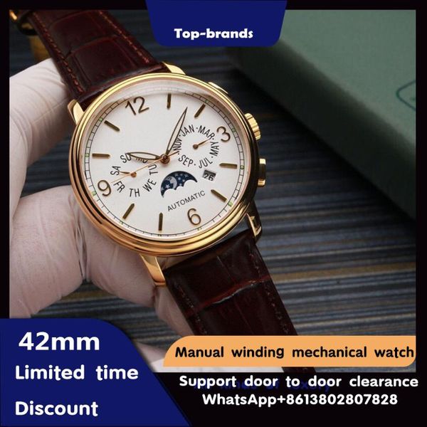 wristwatches moon phase multifunctional men's automatic mechanical watch month calendar luminous sapphire crystal glass luxury, Slivery;brown
wristwatches moon phase multifunctional men's automatic mechanical watch month calendar luminous sapphire crystal glass luxury, Slivery;brown