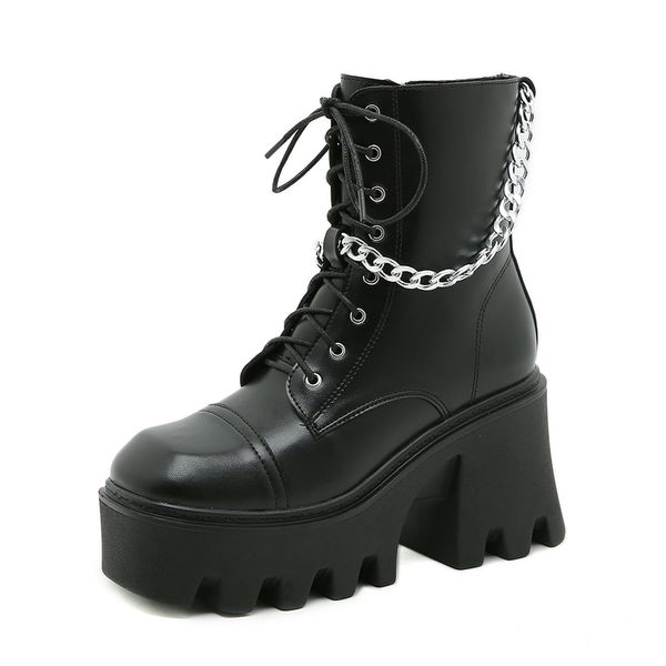 European American 9.5cm Zip Leather Chain Thick-Soled British Cool Grils Black Martin Boots Female Punk Short Boots Motorcycle
European American 9.5cm Zip Leather Chain Thick-Soled British Cool Grils Black Martin Boots Female Punk Short Boots Motorcycle