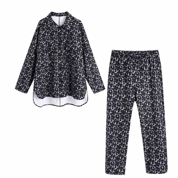 women two piece set printed leopard long sleeves overshirt & pants trousers elastic waistband high waist jogging 210420, White
women two piece set printed leopard long sleeves overshirt & pants trousers elastic waistband high waist jogging 210420, White