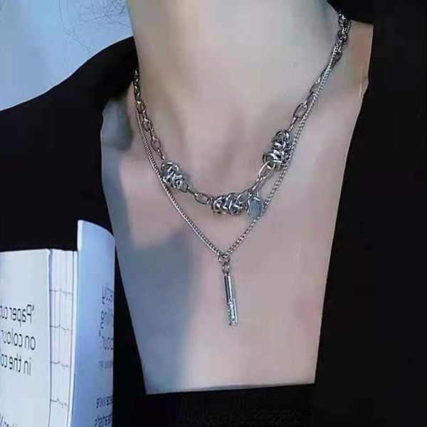 chains double-layer thorns small incense wind clavicle necklace female niche design sense does not fade letter card long pendant, Silver
chains double-layer thorns small incense wind clavicle necklace female niche design sense does not fade letter card long pendant, Silver