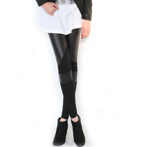 women's leggings 2021 splicing personality slimming matte imitation leather nine points clothing pants, Black
women's leggings 2021 splicing personality slimming matte imitation leather nine points clothing pants, Black