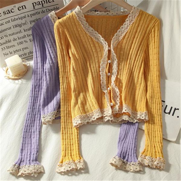 women's knits & tees korean patched lace v-neck knitted short sweaters cardigans lady thin cardigan full sleeve slim stretchy crop for, White
women's knits & tees korean patched lace v-neck knitted short sweaters cardigans lady thin cardigan full sleeve slim stretchy crop for, White