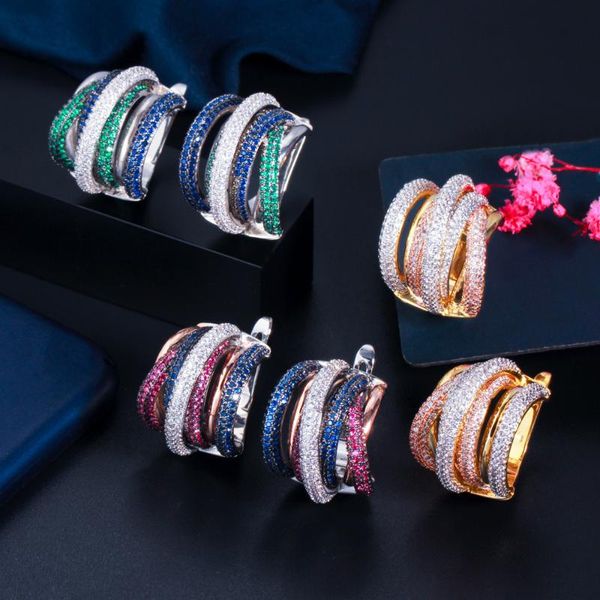 hoop & huggie cwwzircons luxury twist lines micro cubic zirconia setting european women wedding big earrings dubai gold jewelry cz878, Golden;silver
hoop & huggie cwwzircons luxury twist lines micro cubic zirconia setting european women wedding big earrings dubai gold jewelry cz878, Golden;silver