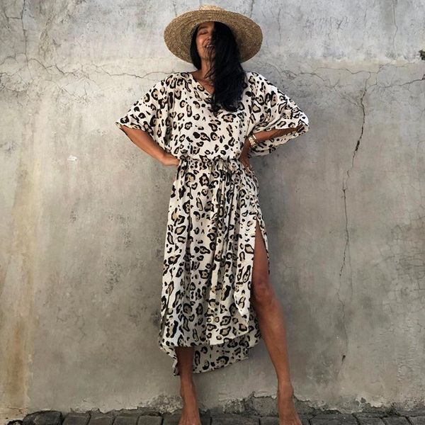 women's swimwear rayon leopard point casual dress loose size beach robe bikini swimsuit smock for holiday, White;black
women's swimwear rayon leopard point casual dress loose size beach robe bikini swimsuit smock for holiday, White;black