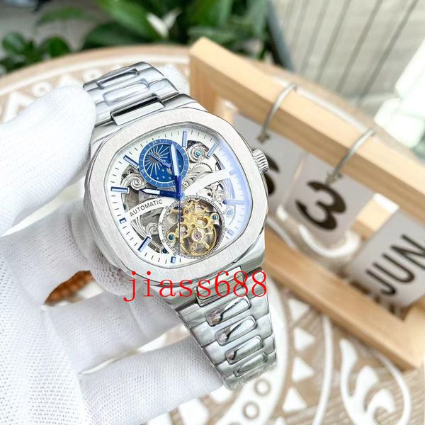 boutique men's 40mm watch multi-function hollow automatic mechanical stainless steel case strap montre de luxe wristwatch, Slivery;brown
boutique men's 40mm watch multi-function hollow automatic mechanical stainless steel case strap montre de luxe wristwatch, Slivery;brown