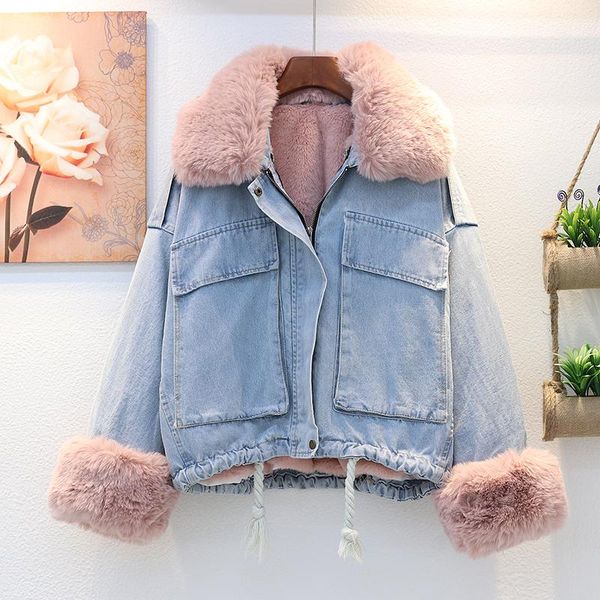women's fur & faux 2021 winter thick warm collar jeans jacket women korean solid pockets denim outwear female casual loose cowboy coat, Black
women's fur & faux 2021 winter thick warm collar jeans jacket women korean solid pockets denim outwear female casual loose cowboy coat, Black