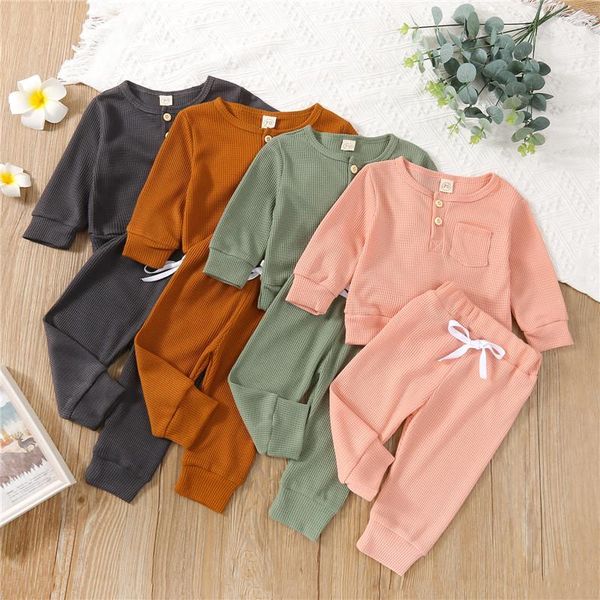 clothing sets 2pcs baby\u2021s girls boys waffle clothes fashion solid color button long sleeve and pants born outfits, White
clothing sets 2pcs baby\u2021s girls boys waffle clothes fashion solid color button long sleeve and pants born outfits, White