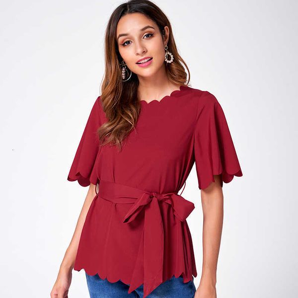 women's knits & tees summer products plus size sweet style wear with belt round neck trumpet sleeve wine red shirt sk9b, White
women's knits & tees summer products plus size sweet style wear with belt round neck trumpet sleeve wine red shirt sk9b, White
