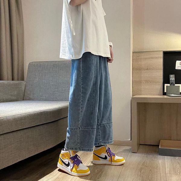 men's jeans fashion loose straight casual wide leg ankle-length pants cowboy mans streetwear korean style denim trousers, Blue
men's jeans fashion loose straight casual wide leg ankle-length pants cowboy mans streetwear korean style denim trousers, Blue
