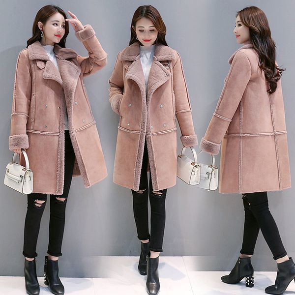 leather winter women korean loose fake suede outerwear long faux lamb wool shearling coat artificial fur leather jacket a99, Black
leather winter women korean loose fake suede outerwear long faux lamb wool shearling coat artificial fur leather jacket a99, Black