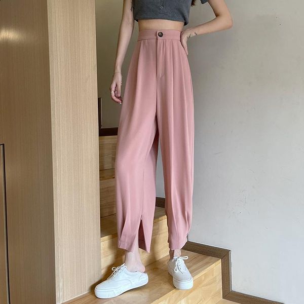 women's pants & capris korean high waist thin elastic loose casual women suit office ladies leg opening zipper ankle length trouser, Black;white
women's pants & capris korean high waist thin elastic loose casual women suit office ladies leg opening zipper ankle length trouser, Black;white