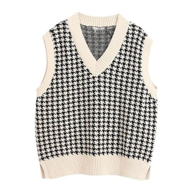 black white plaid sweater vest women knitted pullovers loose vintage female waistcoat chic women's vests
black white plaid sweater vest women knitted pullovers loose vintage female waistcoat chic women's vests