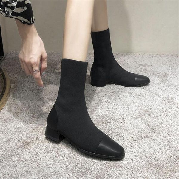 boots autumn and winter 2021 fashion korean leisure low heel middle tube splicing knitting wool thick square head wom, Black
boots autumn and winter 2021 fashion korean leisure low heel middle tube splicing knitting wool thick square head wom, Black
