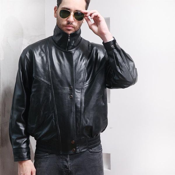 men's leather & faux men 's jacket winter middle-aged and elderly korean style solid color stand collar long sleeve, Black
men's leather & faux men 's jacket winter middle-aged and elderly korean style solid color stand collar long sleeve, Black