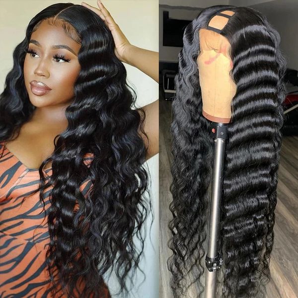 glueless loose deep wave 100% human hair u part wigs 250density remy unprocessed water curly wavy full machine half shape wig, Black
glueless loose deep wave 100% human hair u part wigs 250density remy unprocessed water curly wavy full machine half shape wig, Black