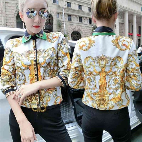 2020 new runway vintage floral luxury shirts women long sleeve lapel neck printed ladies button blouse plus size office designer shirt, White
2020 new runway vintage floral luxury shirts women long sleeve lapel neck printed ladies button blouse plus size office designer shirt, White