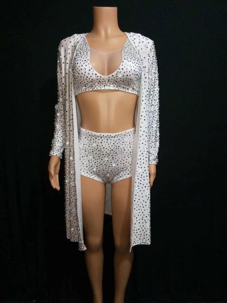 two piece dress women 3 pieces (bra+shorts+coat) full rhinestones long cloak bikini outfit nightclub concert singer stage costume crystal se, White
two piece dress women 3 pieces (bra+shorts+coat) full rhinestones long cloak bikini outfit nightclub concert singer stage costume crystal se, White