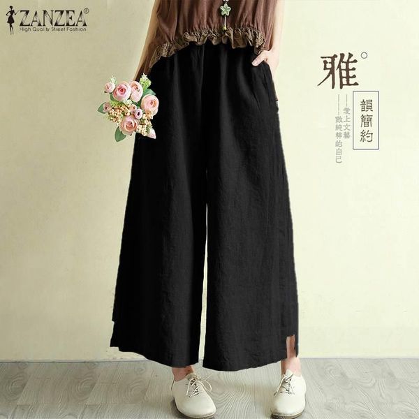 women's pants & capris women cotton linen wide leg fashion zanzea summer elastic waist solid trousers casual flare pantalon vintage har, Black;white
women's pants & capris women cotton linen wide leg fashion zanzea summer elastic waist solid trousers casual flare pantalon vintage har, Black;white