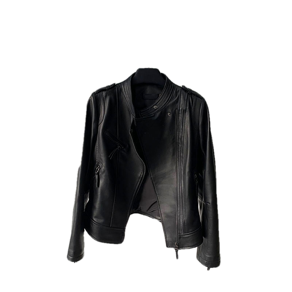 women's leather & faux 2021 spring locomotive genuine dress woman stand collar short style show thin sheepskin jacket slim, Black
women's leather & faux 2021 spring locomotive genuine dress woman stand collar short style show thin sheepskin jacket slim, Black