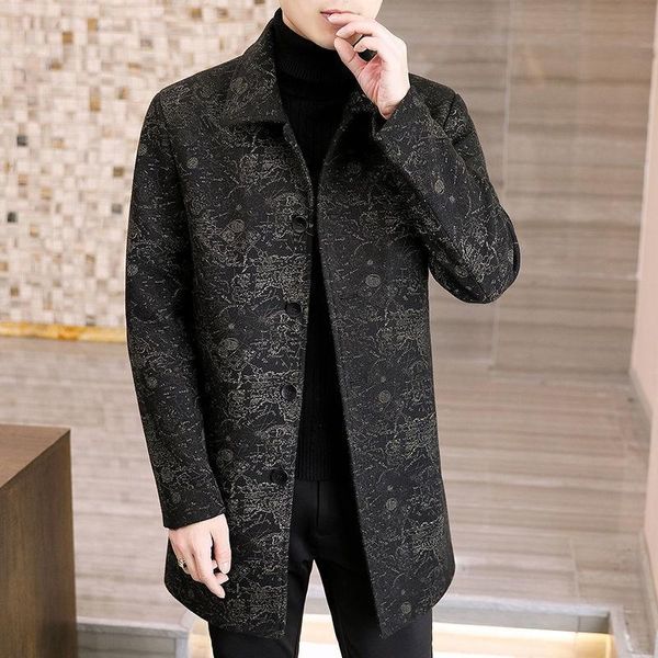men's wool & blends 2021 arrival men long jacket abstract patterned english coat with polyester material, woolen fabric, and shawl lape, Black
men's wool & blends 2021 arrival men long jacket abstract patterned english coat with polyester material, woolen fabric, and shawl lape, Black