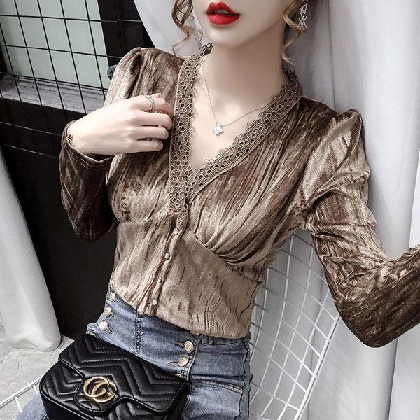 women's blouses & shirts design sense lace shirt women 2021 spring long-sleeved v-neck slim bottoming, White
women's blouses & shirts design sense lace shirt women 2021 spring long-sleeved v-neck slim bottoming, White