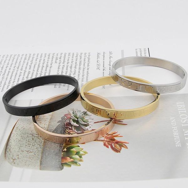 bangle men and women stainless steel gold plating couples bracelet carving roman numerals lover cuff wedding jewelry wholesale, Black
bangle men and women stainless steel gold plating couples bracelet carving roman numerals lover cuff wedding jewelry wholesale, Black