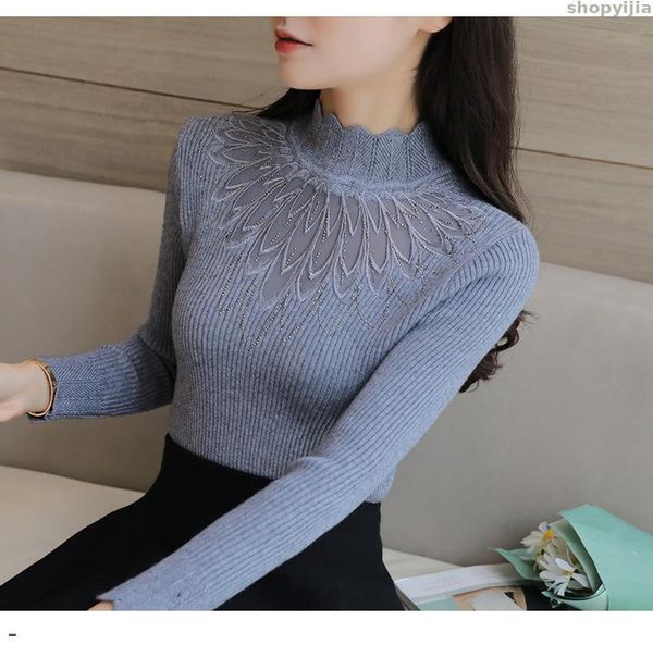 women's sweaters autumn and winter lace pullovers high-stretch knitted women patchwork long-sleeved, White;black
women's sweaters autumn and winter lace pullovers high-stretch knitted women patchwork long-sleeved, White;black