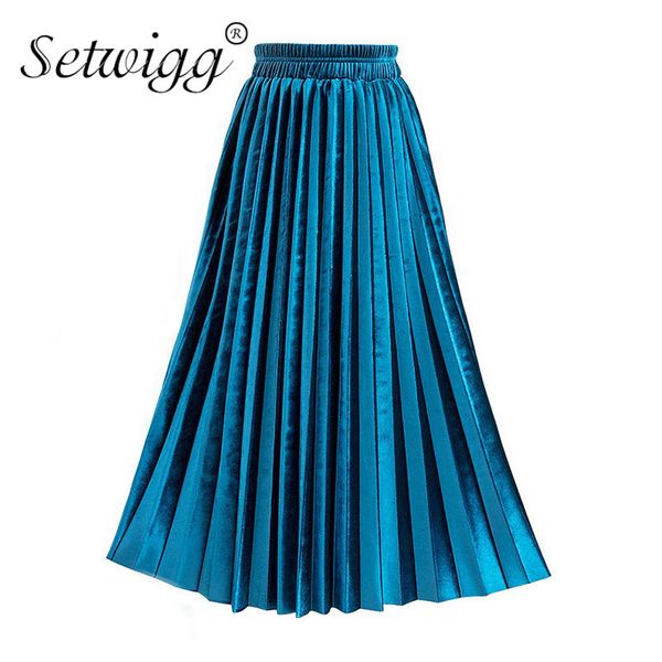 skirts autumn winter stretch waist metallic veet pleated solid pleuche shiny elegant mid-calf long skirts blue green, Black
skirts autumn winter stretch waist metallic veet pleated solid pleuche shiny elegant mid-calf long skirts blue green, Black