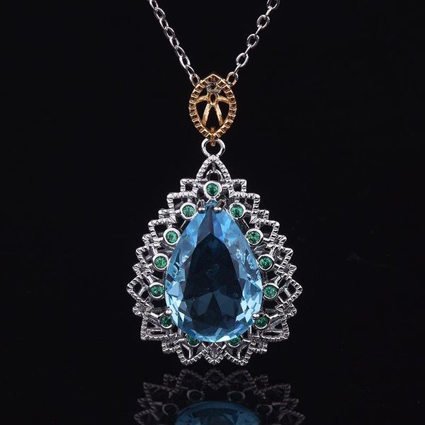 pendant necklaces inlaid europe and america creative plated gold water droplet pear shape necklace, Silver
pendant necklaces inlaid europe and america creative plated gold water droplet pear shape necklace, Silver