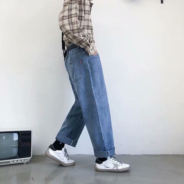 spring and autumn teenagers cowboy men's straight loose korean old jeans casual wide-leg denim pants, Blue
spring and autumn teenagers cowboy men's straight loose korean old jeans casual wide-leg denim pants, Blue