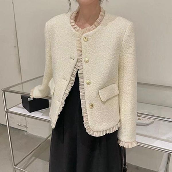 women's jackets 2021 women french elegant temperament round neck frayed stitching chic single-breasted loose pocket woolen jacket, Black;brown
women's jackets 2021 women french elegant temperament round neck frayed stitching chic single-breasted loose pocket woolen jacket, Black;brown