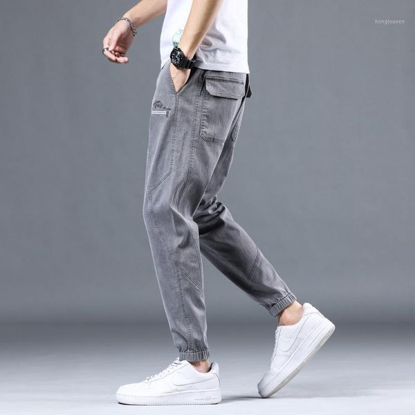 spring and autumn men's jeans fashion straight gray stretch denim trousers simple solid color nine-point slim multi-poc, Blue
spring and autumn men's jeans fashion straight gray stretch denim trousers simple solid color nine-point slim multi-poc, Blue