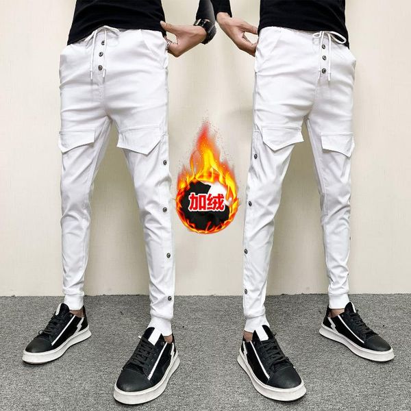 men's pants fashion single buttons decor winter warm men harem simple slim fit casual hip hop joggers trousers male clothing white 36, Black
men's pants fashion single buttons decor winter warm men harem simple slim fit casual hip hop joggers trousers male clothing white 36, Black