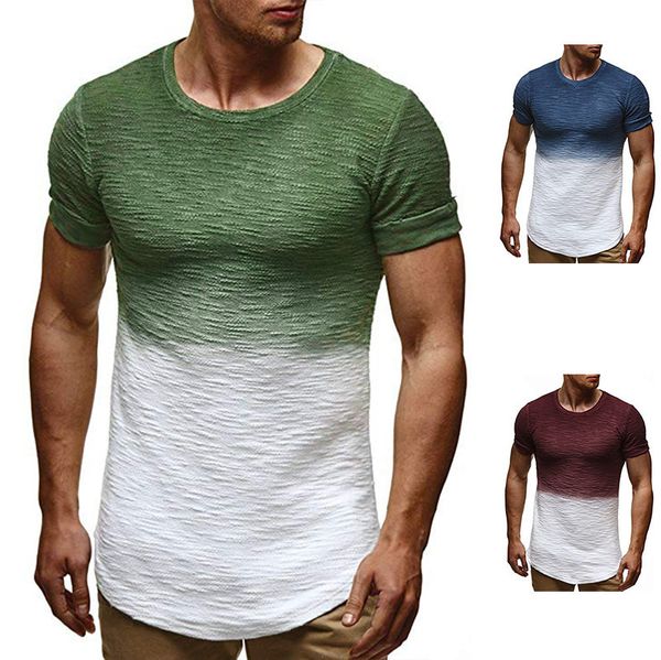 men's t shirt european round ne splicing apered pullover shor sleeve for young men, White;black
men's t shirt european round ne splicing apered pullover shor sleeve for young men, White;black