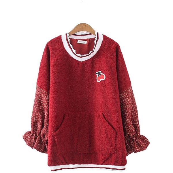 cotton women's japan style sweet cherry embroidery stitching sleeve pullover fall winter patchwork sweatshirts warm 2011875 hoodies &, Black
cotton women's japan style sweet cherry embroidery stitching sleeve pullover fall winter patchwork sweatshirts warm 2011875 hoodies &, Black