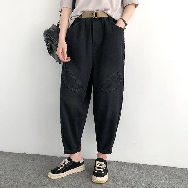 women's jeans 2021 spring summer women solid color high waist harem pockets elastic loose casual trousers female yoyikamomo, Blue
women's jeans 2021 spring summer women solid color high waist harem pockets elastic loose casual trousers female yoyikamomo, Blue