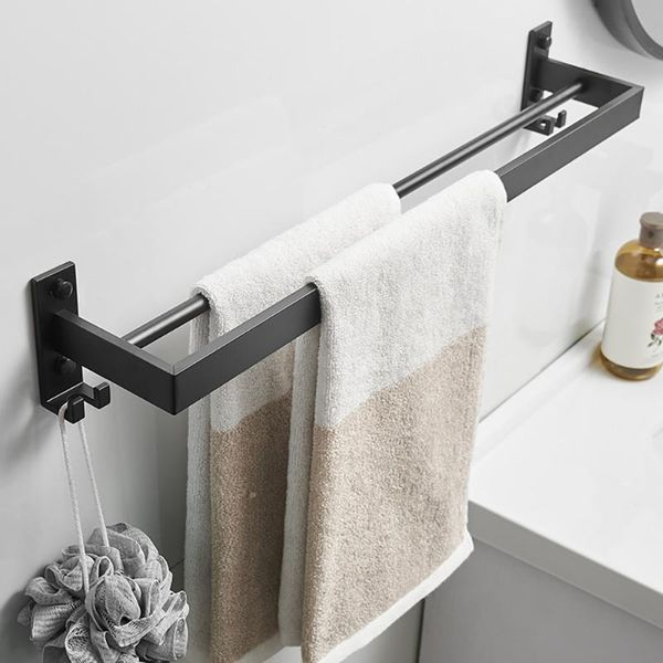 towel racks bathroom black wall mounted rack double bar aluminum bars with hooks simple square design holder accessories
towel racks bathroom black wall mounted rack double bar aluminum bars with hooks simple square design holder accessories