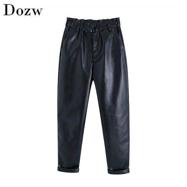 women's pants & capris black pu leather women elastic high waist chi paperbag fashion solid faux trousers pockets bottoms, Black;white
women's pants & capris black pu leather women elastic high waist chi paperbag fashion solid faux trousers pockets bottoms, Black;white